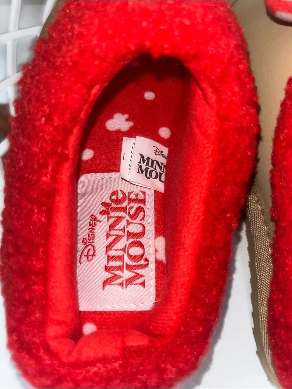 Kohl's Kids Minnie Mouse Tan Slippers with Red Polka Dot Bows